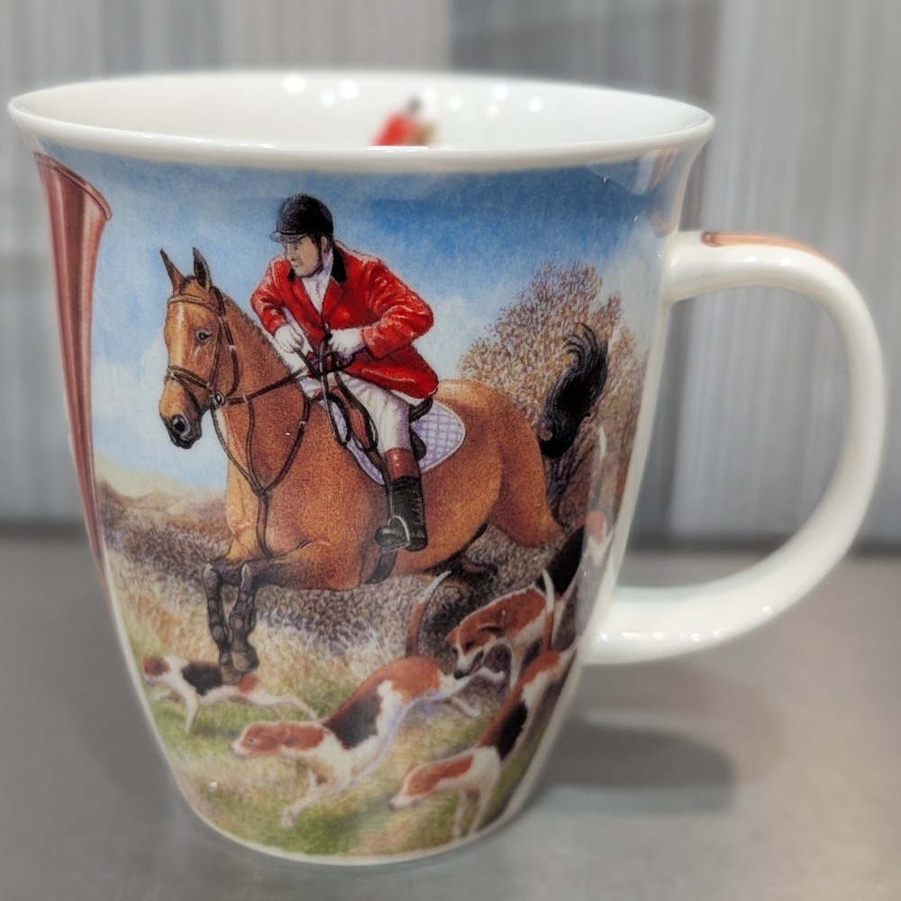 Dunoon‎ Fine Bone China Mug Richard Partis Hunting Fox Horse Equestrian England